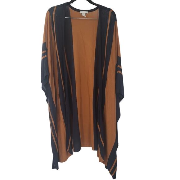 H&M Striped Open Front Short Sleeve Cape Cardigan Womens Size Medium / Large - Picture 1 of 4